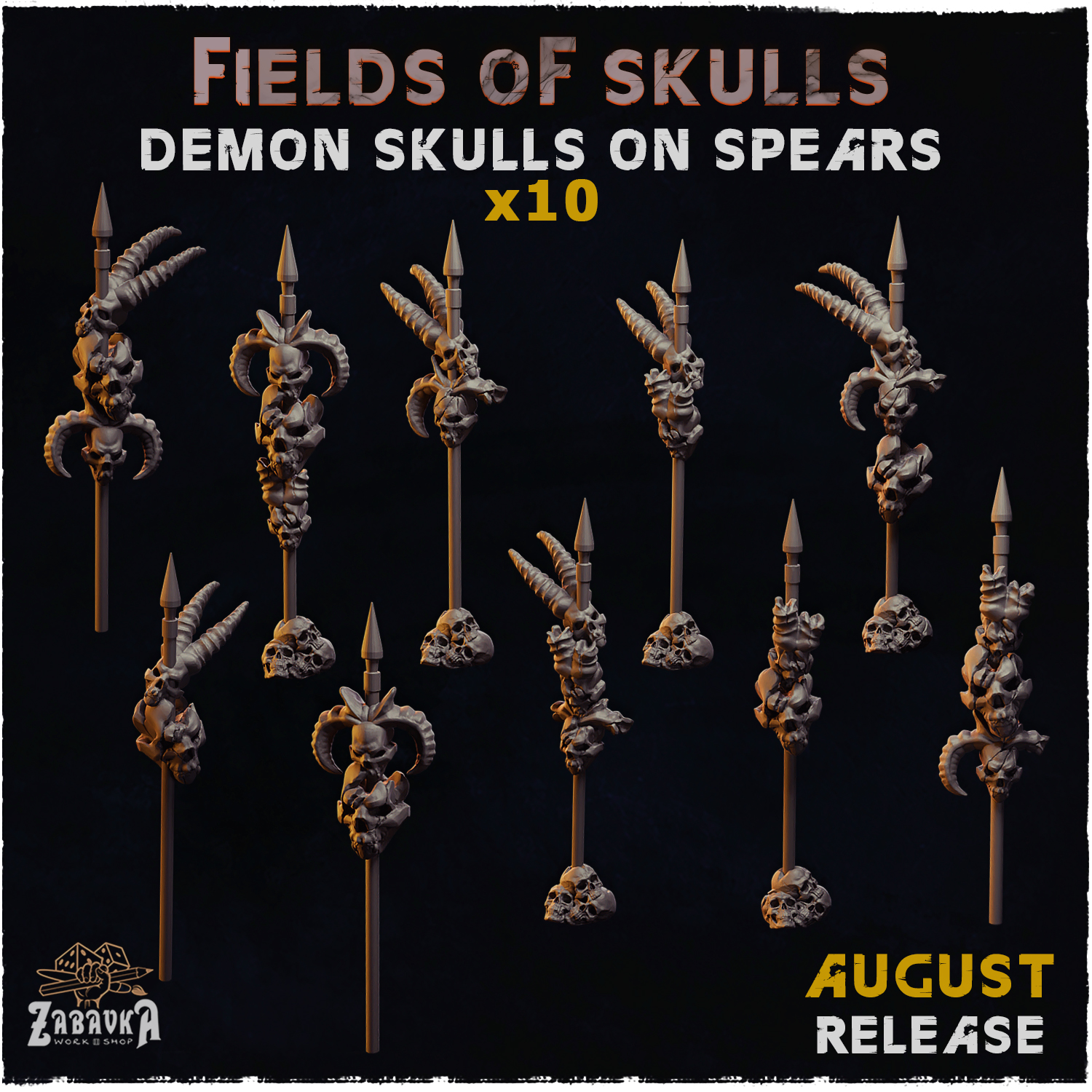 Deamon Skulls on spears - Basing Bits (Fields of skulls)